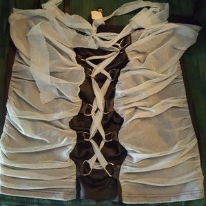 Black top with baby blue tulle front HotTopic